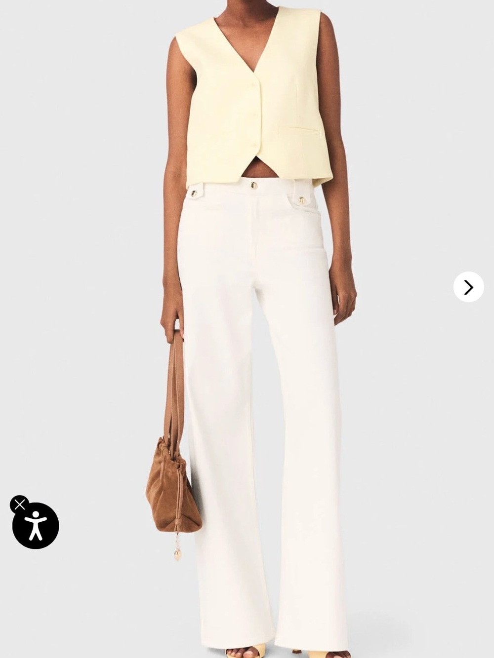 Maje Ivory Sleeveless Button-Front Vest